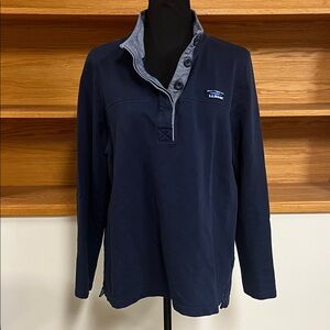 L.L. Bean Dark Blue Button-Up Pullover